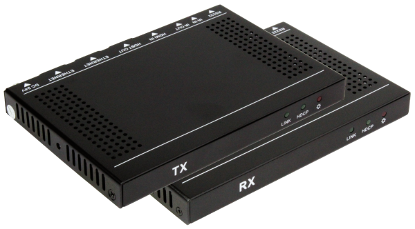 Front & Back Panel Views of 100m HDBase-T TX & RX